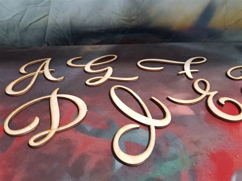 Wood Letter Script Cursive Capital Letter Cut Letter DIY - Etsy