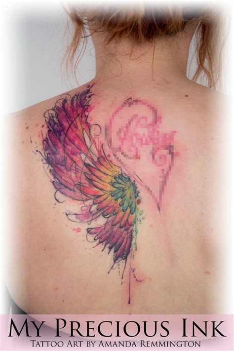 Freehand watercolor wing tattoo #inkstinctsubmission #wctattoo # ...