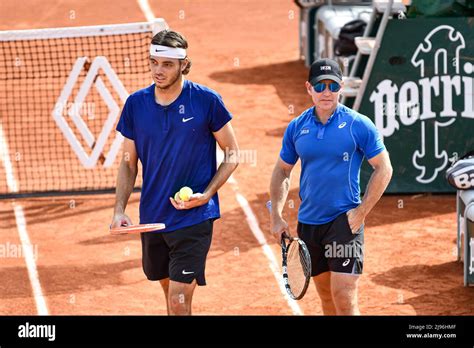 Taylor Fritz of USA and his coach Michael Russell during the French ...