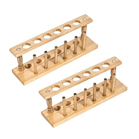 Wooden Test Tube Holder Rack 6 Wells 6 Pins for 16mm-20mm Centrifuge Tubes 2Pcs - Walmart.com ...