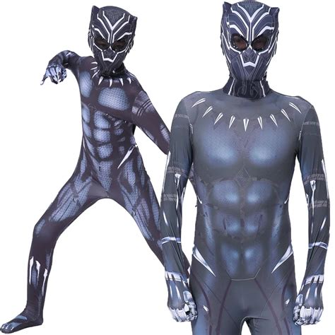 Black Panther Costume Kids Adult Civil War Superhero Costume Cosplay ...