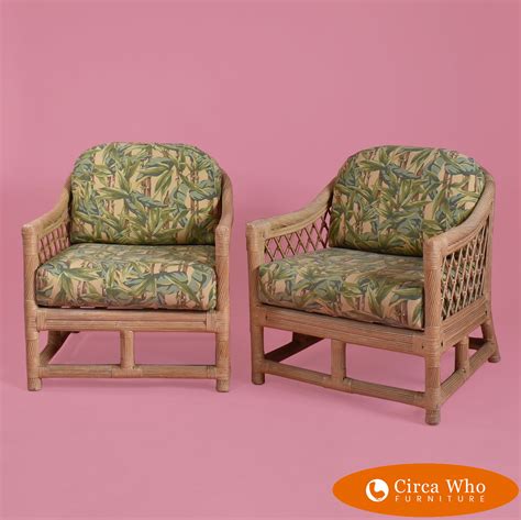Pair of Twisted Rattan Lounge Chairs | Circa Who
