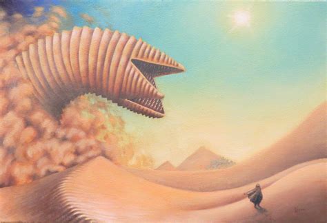 Just finished my first Dune painting, I call it "The Great Sandworm off ...