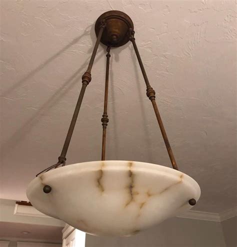 Antique Alabaster Pendant Light Fixture For Sale at 1stDibs