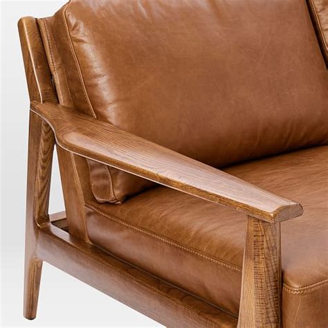 Mathias Mid-Century Wood Frame Leather Sofa (82.5") | west elm