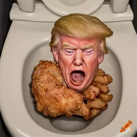 Drawing of donald trump on a toilet eating fried chicken on Craiyon