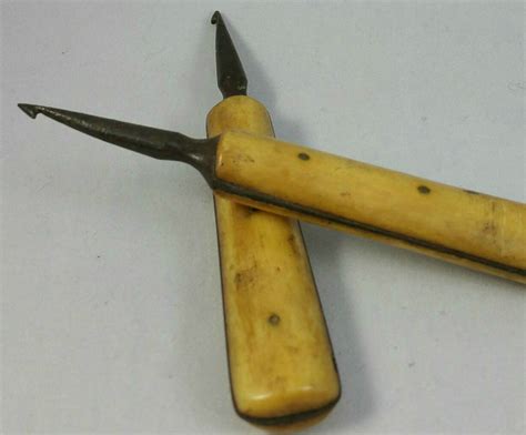 Antique Primitive Bone Handled Rug Hooking Tools, Rug Making Tools ...