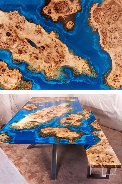 Custom blue river, table rustic natural wood conference slab, table epoxy wooden epoxy top table ...