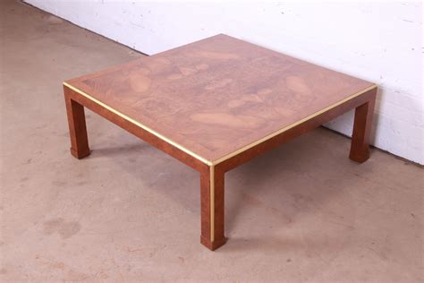 Baker Furniture Mid-Century Hollywood Regency Burl Wood and Brass Coffee Table at 1stDibs