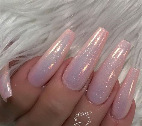 Light Pink Glitter Acrylic Nails | Fiina Nail Lounge | Ballerina nails, Fun nails, Pink nails