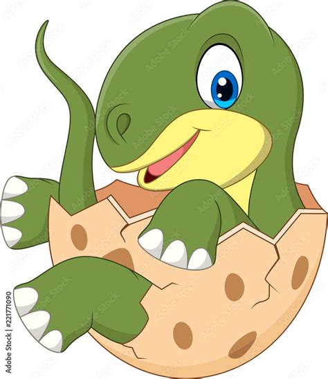 Cartoon baby dinosaur hatching Stock Vector | Adobe Stock