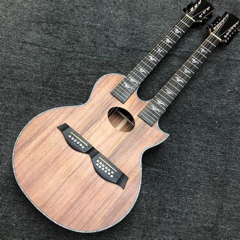 Custom 6/12 Strings New Double Neck Acoustic Guitar Richie Sambora Doubleneck Koa Wood Electric ...