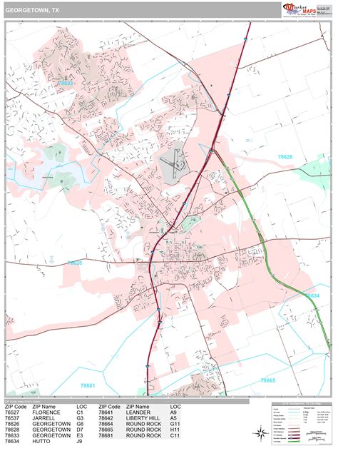 Georgetown Texas Wall Map (Premium Style) by MarketMAPS