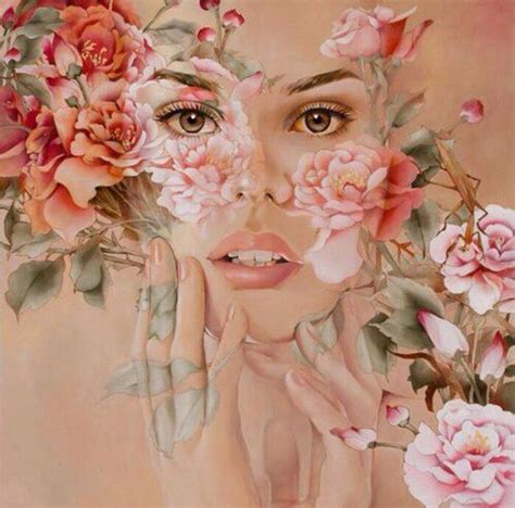 Woman's face & flowers art Art And Illustration, Pattern Illustration, Abstract Painters ...