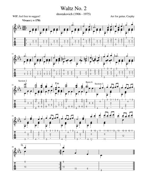 Shostakovich - Waltz No. 2 for Guitar Sheet music for Guitar (Solo) | Musescore.com