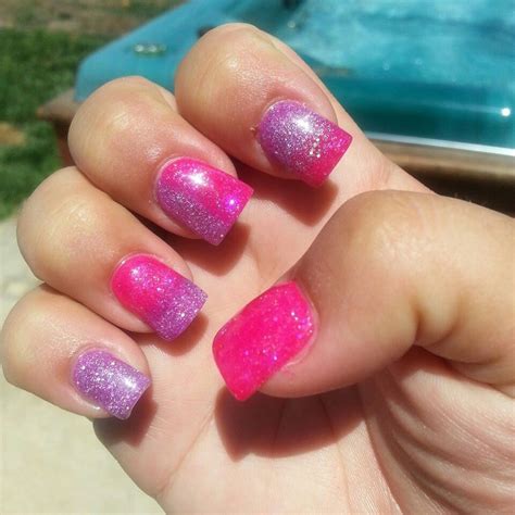 Pink and purple glitter acrylic nails | Nails, Nail designs, Cute nail ...