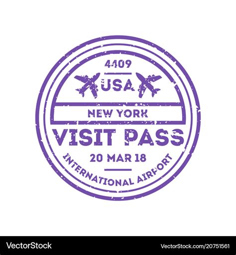 Usa country visa stamp on passport Royalty Free Vector Image