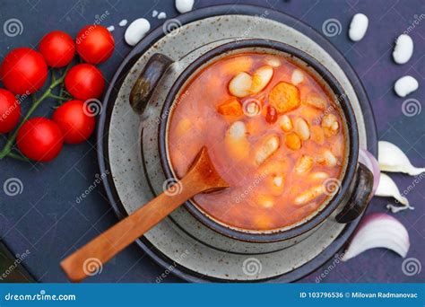 Vegetable Soup with White Kidney Beans Stock Photo - Image of rustic, dinner: 103796536