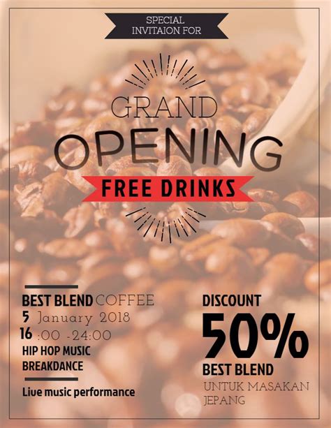 Coffee shop grand opening flyer poster template design. | Grand opening, Coffee shop, Flyer template