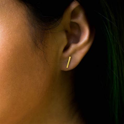 Gold Bar Earrings 14k Gold Filled Gold Bar Studs Minimalist | Etsy