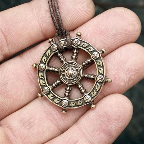 Dharma Pendant Wheel of Life Samsara Bronze Amulet Buddhist Talisman Necklace | Dharma wheel ...