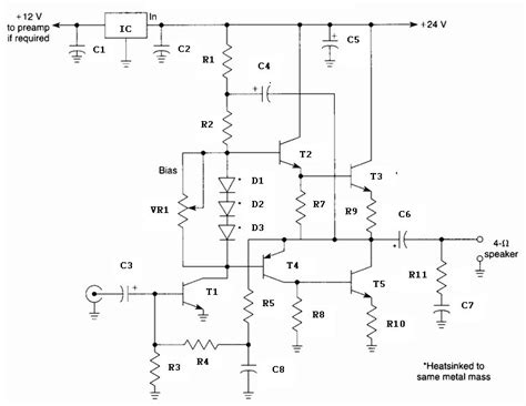 General Purpose 10 Watt Audio Amplifier Circuit - Amplifier Circuit Design