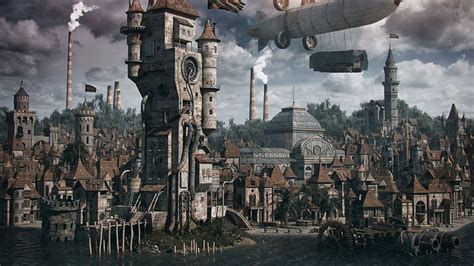 HD wallpaper: steampunk city, steampunk world, fantasy | Wallpaper Flare