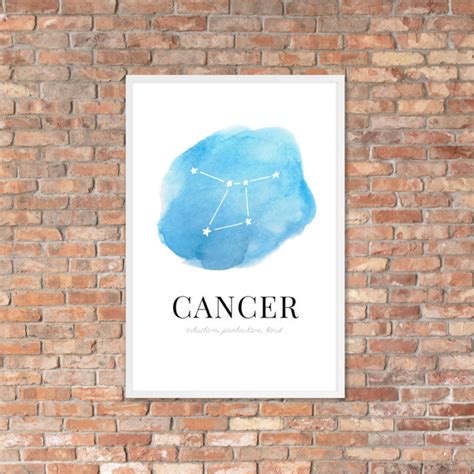 CANCER Watercolor Zodiac Sign Wall Art Print DIGITAL - Etsy