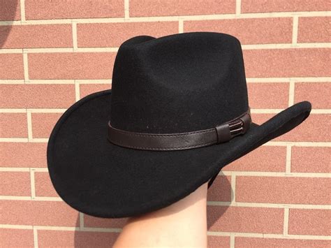 Men and Women Black Color Wool Felt Western Cowboy Style Hat ...