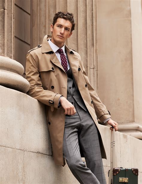 Men’s Khaki Trench Coat | Hawes & Curtis