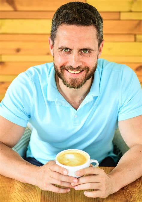 Caffeine Gives Him Energy. Bearded Man Enjoy Coffee in Autumn Morning. Businessman Hold Cup of ...