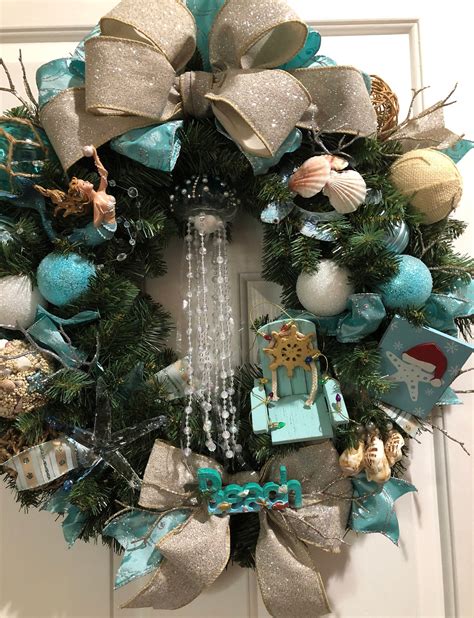 Beach Christmas Wreath Beach Wreath Mermaid Wreath | Etsy | Christmas wreaths, Christmas ...