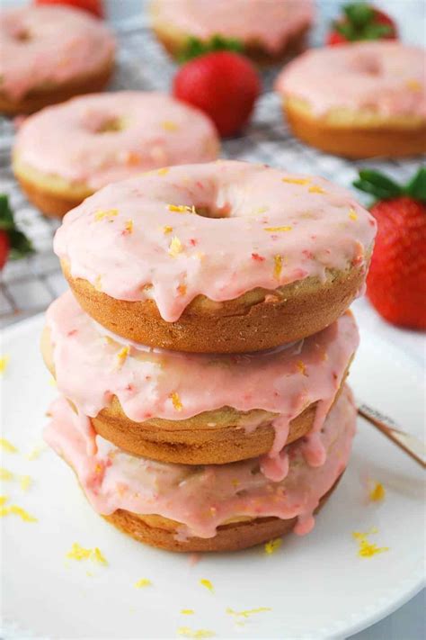 Strawberry Donuts with Strawberry Lemon Glaze