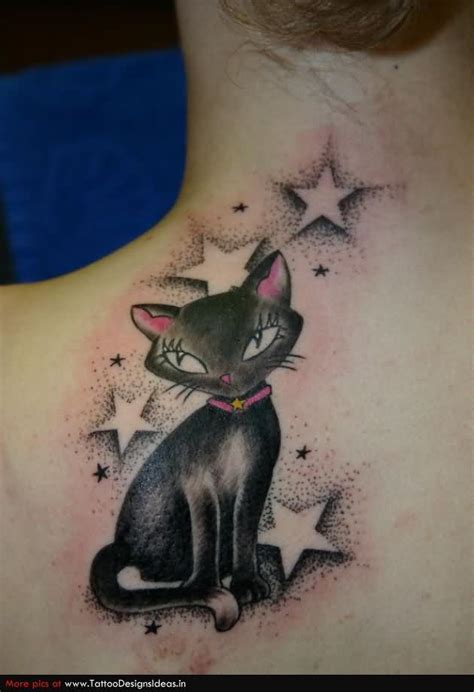 Girly Cat And Stars Neck Tattoos | Black cat tattoos, Cat tattoo designs, Cat tattoo