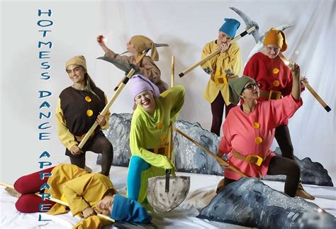 Terrific 7 Dwarfs costumes, consisting of patched shirts, belts, hats ...