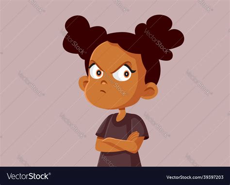 Upset little girl frowning cartoon Royalty Free Vector Image