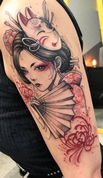 Geisha Mask Tattoos | Geisha tattoo design, Geisha tattoo, Sleeve tattoos