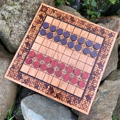 Dama Game: Turkish Draughts, Checkers variant; Handcrafted Middle Eastern Wooden Board Game ...