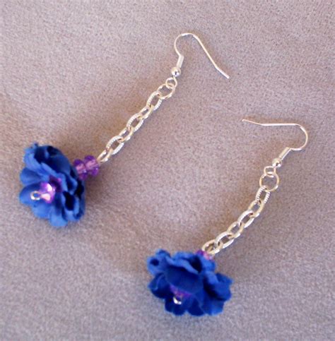 #Blue #Flower #Dangle #Earrings #handmade $3.50 | Beautiful earrings, Unique earrings, Earrings