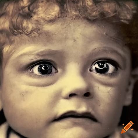 Vintage photograph of a child with wooden eyes