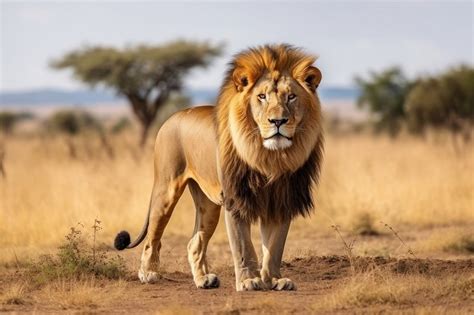 Male lion grassland wildlife outdoors. | Free Photo - rawpixel