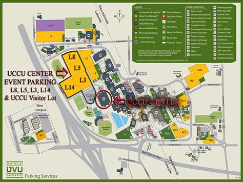 2016 UVU Campus Map UCCU Center Event Parking L8 L5 L3 L14 and Visitor Lot