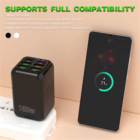 150W Port Fast Charger 4 USB + 2 PD Ports High Speed Charging Hub for ...