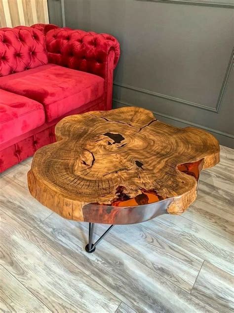 Stylish Unique Live Edge Round Coffee Table Living Room Table Side ...