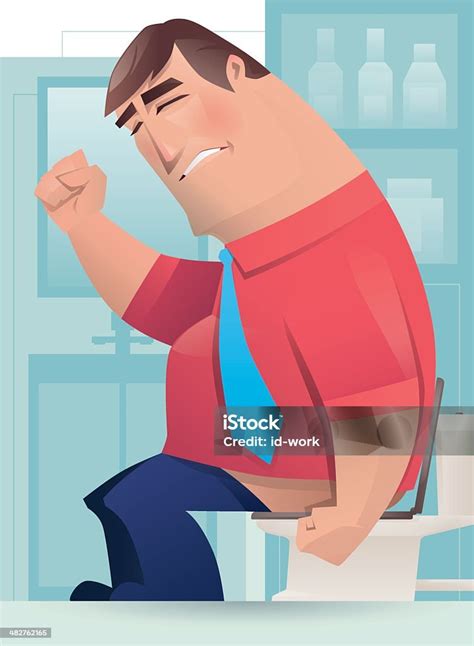 Constipated Man Stock Illustration - Download Image Now - Constipation, Toilet, Sitting - iStock