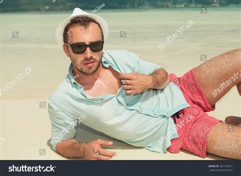 Handsome Man Lying Down Beach White Stock Photo 367100312 | Shutterstock