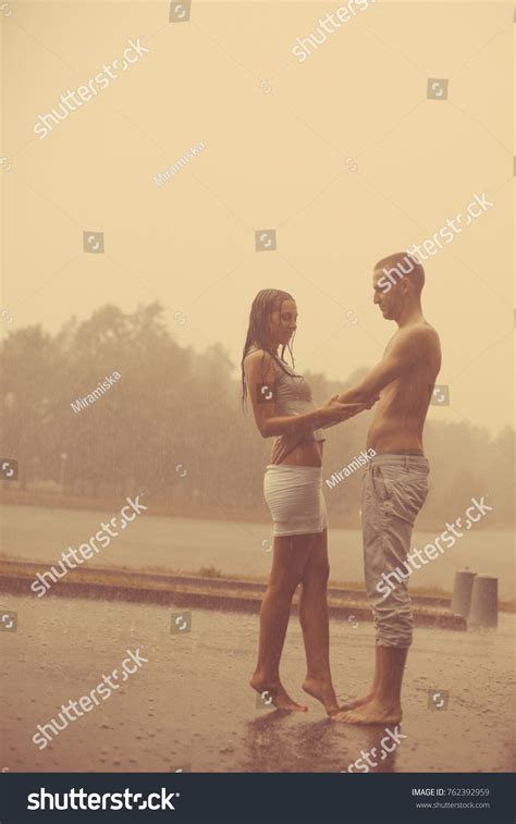 Loving Couple Rain Barefoot Man Woman Stock Photo 762392959 | Shutterstock