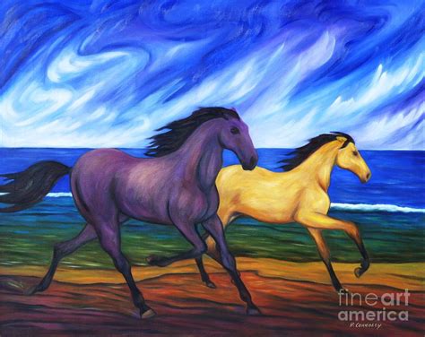 Horses Running On The Beach Painting by Dianne Connolly