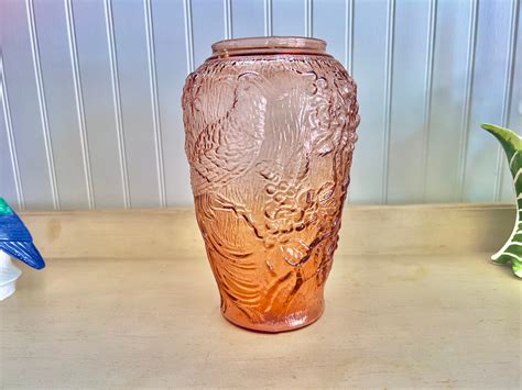 Vintage Indiana Glass Birds of Paradise Pink Glass Vase - Etsy