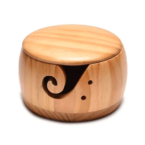 Wooden Yarn Bowl With Lid – Hooks & Needles